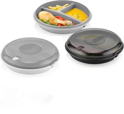 GTB® Magnetron Bord - Magnetron Bakjes met Deksel - Magnetron Bord met Deksel - Grijs - 12cm x 18cm x 18cm
