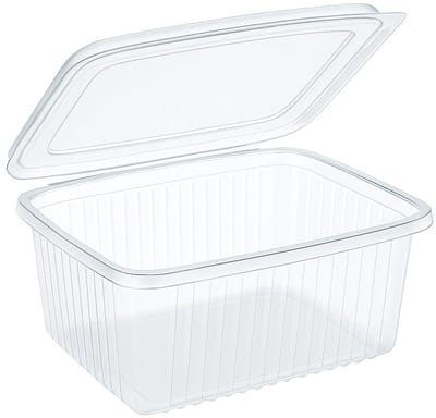 100 stuks 1000 ml vierkante klapschalen, herbruikbare PP-plastic containers, slakommen met deksel, transparante bewaardozen voor delicatessen en levensmiddelen voor de horeca