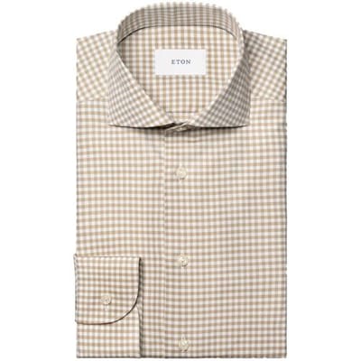 Eton Overhemd Check Signature Oxford Shirt Beige / male
