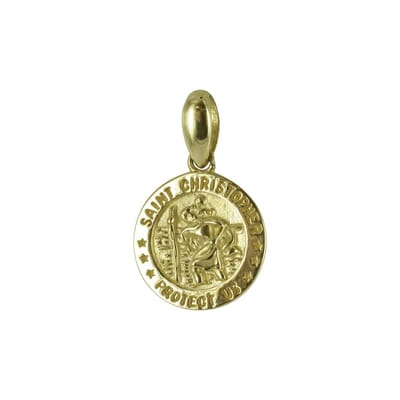 New Bling 9NBSAM-G190721 Gouden Hangertje - Heilige Christoffel - Beschermheilige van de Reiziger - 10 mm Doorsnee - 14 Karaat - Goud