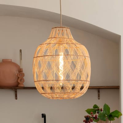GOOD&MOJO Hanglamp Mendoza - Naturel - Ø40cm - Bohemian - Hanglampen Eetkamer, Slaapkamer, Woonkamer