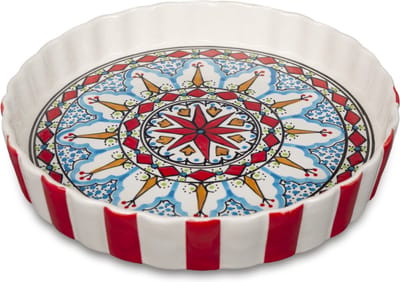 Quicheschaal taartvorm Mehari serveerschaal handgemaakt Ø 24 rond rood blauw | QU.ME.30 | Dishes & Deco