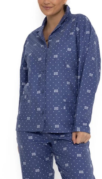 Lunatex - klassieke dames pyjama flanel 641976 - dream queen - roze - maat S