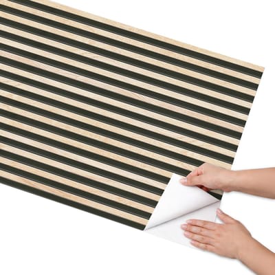 Coloray Meubel Wrap Folie - Beige Meubelfolie - 65x130 cm - Decoratiefolie Verticale strepen - Meubel Wrap Folie - Scandinavisch Meubelfolie - Plakfolie Meubels - Keuken decoratie - Achtergronden en patronen