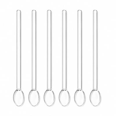 Mevaz Glazen Lepels Set van 6 – Transparante Koffielepels – Lange Dessertlepels – Roerlepels voor Koffie, Thee, IJs & Gebak – Luxe Design