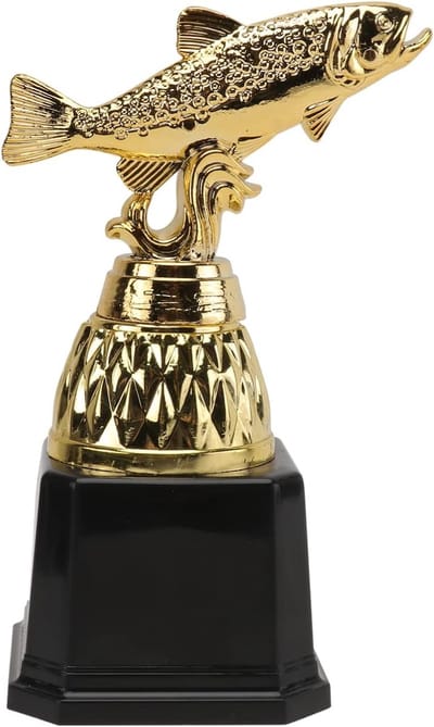 Gouden Trofee Beker - Onderscheiding Prijzen - Viswedstrijd Bekers - Creatieve Award Trofee - 16x11cm - Gouden