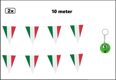 2x Vlaggenlijn Italie 1000cm +- Merk PXP - Landen EK WK Italiaans festival thema feest fun