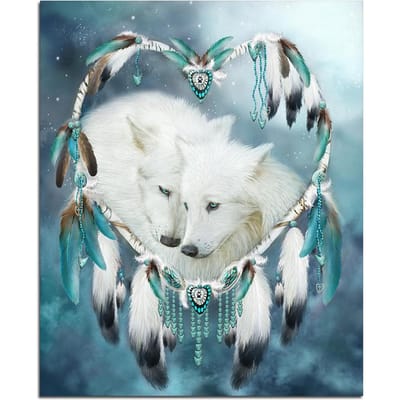 Peinture au diamant DIY 5D Loups Peinture d'Émaux Diamantés Ronds Complets Décoration de Maison 20X30CM gray
