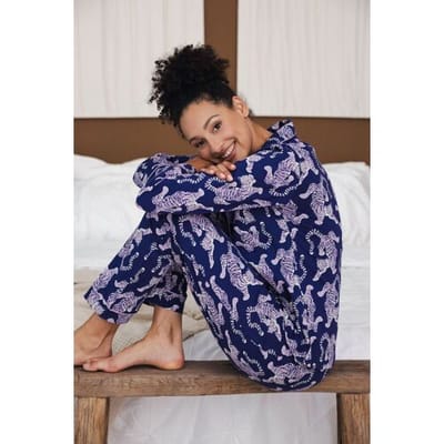 Rebelle - Tiger Star - Pyjama - Bio Katoen - Doorknoop - Paars - Maat 38