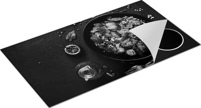 Chefcare Inductie Beschermer Salade Bord met Groentes - Zwart Wit - 95x50 cm - Afdekplaat Inductie - Kookplaat Beschermer - Inductie Mat