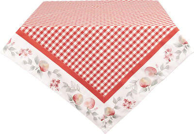 Clayre & Eef Tafelkleed 130x180 cm Wit Rood Katoen Rechthoek Appel Tafellaken