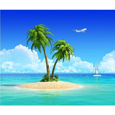 Peinture diamant 5D complète à faire soi-même,  cocotier en mer , motif de broderie en point de croix 20X30CM blue