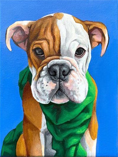 Diamond Painting Pakket - Hond - 40x30 cm - Complete Set - Volledige Bedekking - Ronde Steentjes