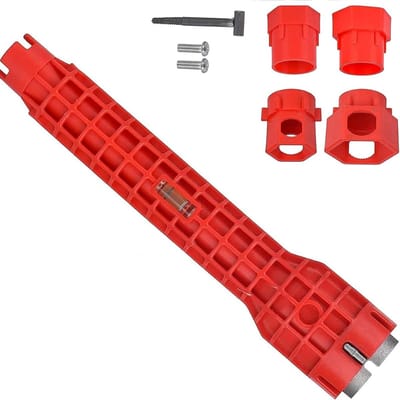SnelShoppen - 14 in 1 Kraan Sleutel, Multifunctionele Tap Wrench, 1/2 Inch Hoekklep voor Keuken, Toilet, Wasbak en Sanitair, Rood, Duurzaam en Antisli