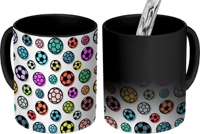 Magische Mok - Foto op Warmte Mokken - Koffiemok - Patronen - Voetbal - Sport - Jongens - Kinderen - Kids - Magic Mok - Beker - 350 ML - Theemok