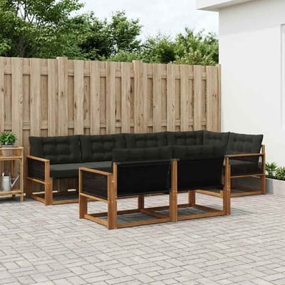 vidaXL - Buiten - bank - set - 7 - st - Naturel - en - Zwart