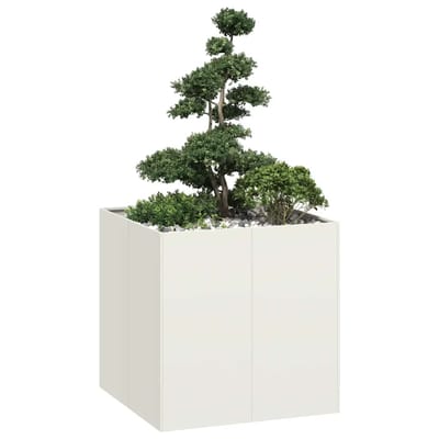 vidaXL - Plantenbak - 80x80x80 - cm - staal - wit