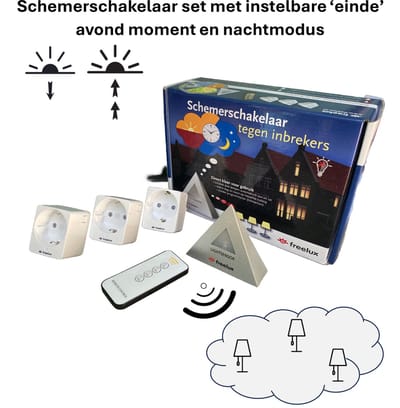Freelux - Schemerschakelaar- stopcontact stekkerschakelaar - tijdschakelaar - draadloos - tegen inbrekers