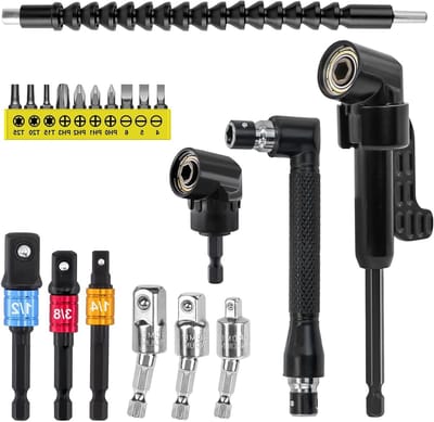 Set van 20 hoekschroevendraaiers met 1/4 inch hex shank, 105° hoekbooraccessoire, verlengstangen en hoekaccessoire voor draadloze schroevendraaiers en klussen in krappe ruimtes