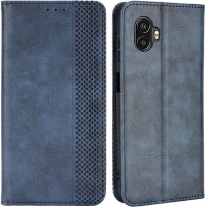 Coverup Hoesje - Geschikt voor Samsung Galaxy Xcover 6 Pro Hoesje - Coverup Vintage Style Book Case - Blauw