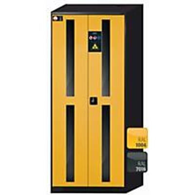 asecos CS-CLASSIC-G chemische voorraadkast, scharnierende deuren met glasuitsparing, voorkant in veiligheidsgeel, B 810 x D 520 x H 1950 mm