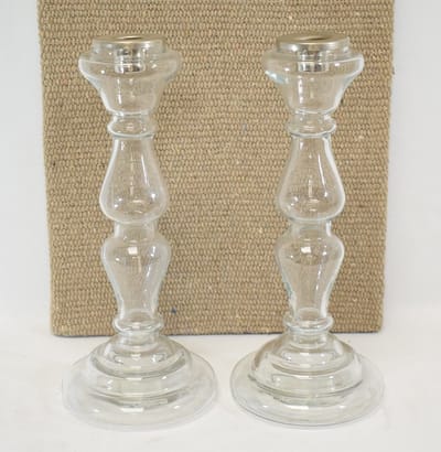 ZoeZo Design - 2 stuks - vulbare kandelaar - Helder glas - kandelaar - H 27 x Ø 12 cm - te vullen met zand - kraaltjes - schelpjes - te vullen kandelaar - dinerkaars