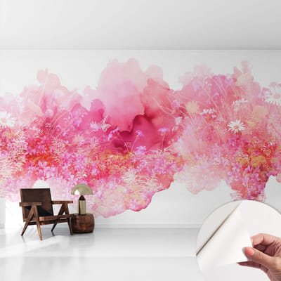 Coloray Zelfklevend Behang - Bloemenpatroon Stickerbehang op rol - 416x254 cm - Roze Zelfklevend Behang - Voor de slaapkamer, woonkamer en hal. - Peel-and-stick techniek - Zelfklevend fotobehang
