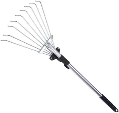 Verstelbare Bladhark - Tuingereedschap Gazon - Bladeren Opruimen - Telescopische Lengte - 72 cm - Zwart Zilver