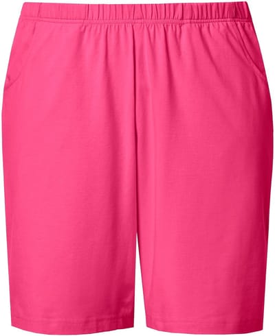 Ulla Popken - Dames - Jersey shorts zakken elastische tailleband - Magenta roze - Maat 58+