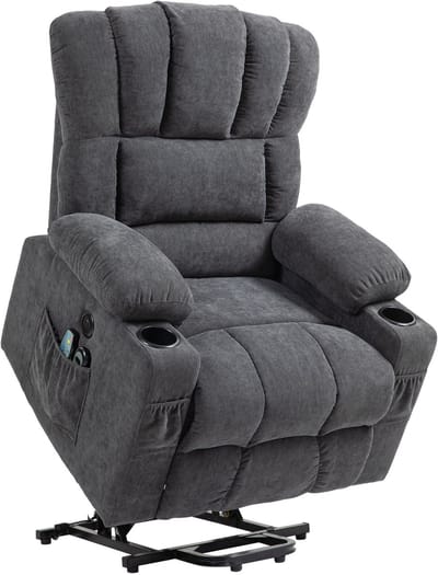 HOMCOM Multifunctionele elektrische sta-op stoel Polyester 93L x 91B x 110H cm Donkergrijs