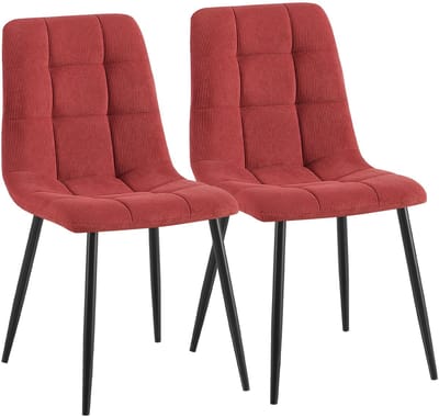 CLP Antibes eetkamerstoelen set van 2 - ribstof - 150 kg - metaal - Ribstof/bordeauxrood