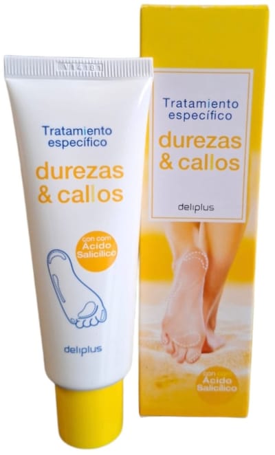 Deliplus | Voetencrème | Behandeling bij ruwe & harde huid, eelt | Met salicylzuur | Durezas & Callos Tratamiento Específico | Spanje | 50ml