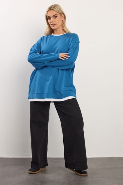 Yours Blauw 2In1 Sweatshirt Size 44