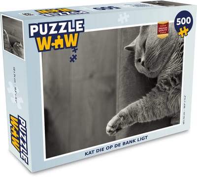 Puzzel Kat die op de bank ligt - Legpuzzel - Puzzel 500 stukjes