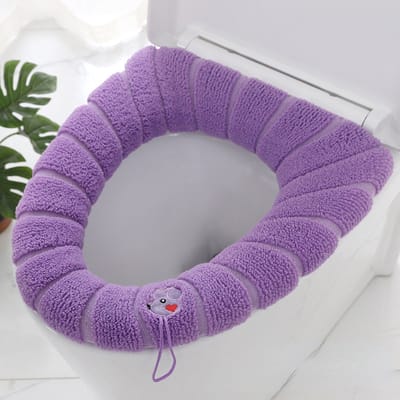Livano Wc Bril Hoes - Toiletbril Cover - Toiletbril - Wc Deksel - Wasbaar - Verwarmde Wc Bril - (Niet Elektrisch) - Warm - Handvat - Paars