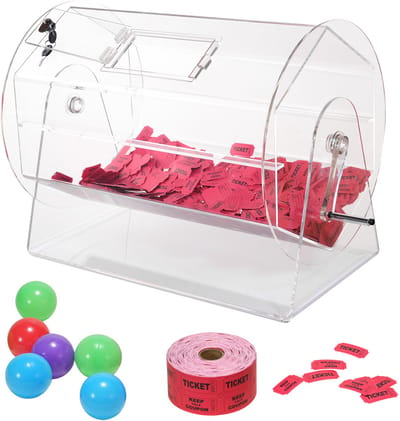 Loterijmachine Van Acryl, Geschikt voor 10.000 Loten Of 300 Ballen, Professionele Loterijdoos Met 2 Sleutels, Transparante Draaibare Kooi voor Loterijspellen
