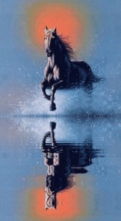 Diamond Painting Pakket - Paard in spiegel - 50x60 cm - Complete Set - Volledige Bedekking - Ronde Steentjes