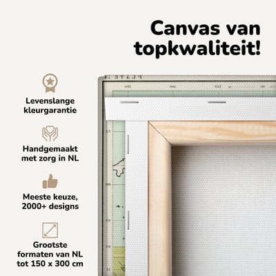 Canvas schilderij 80x60 cm - Wanddecoratie Oude meteorologische wereldkaart - Muurdecoratie woonkamer - Slaapkamer decoratie - Kamer accessoires - Schilderijen op canvas