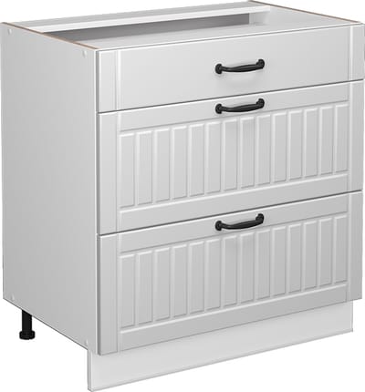 Vicco Fame-Line Keukenonderkast – 80 cm met 3 laden, zonder werkblad Wit Landhuis