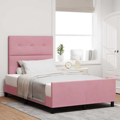 vidaXL - Boxspring - bed - met - hoofdeinde - Roze - 120 - x - 190 - cm - Fluweel