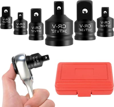 Adapterset voor Steeksleutels, 6-delige Socket Adapter Set, 3/4 naar 1/2, 3/8 naar 1/2, 3/8 naar 1/4, Geschikt voor Impactsleutels en Ratelsleutels