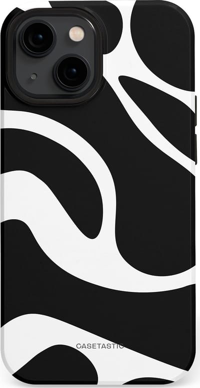 Casetastic Hoesje Geschikt voor Apple iPhone 13 Mini Magsafe - Stijlvolle Beschermende Duo-layer Case - Zwart Wit Golven