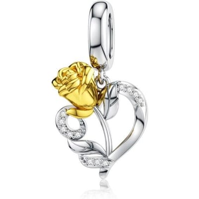 Gouden Roos Bedel 925 Sterling Zilver Bedelkralen Passen Zilver 925 Originele DIY Armbanden Mode Dames Sieraden white