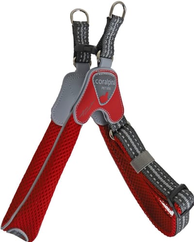Coralpina Cinquetorri Verstelbaar Harnas Voor Honden - Kleur: Rood - Maat 5: Borstomvang: 42-55cm / 6 tot 12 kg