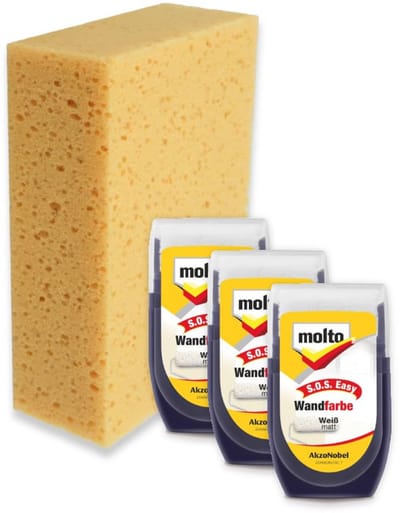 3x Muurverf Roller Wit Mat 30 ml en Spons voor Gemakkelijk Schilderen