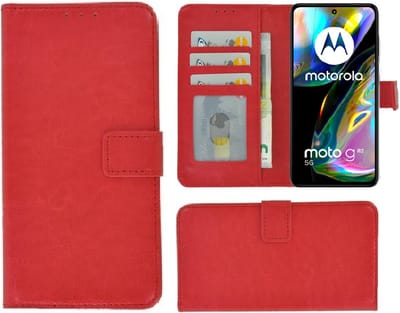 MoDo hoesje Geschikt voor Motorola Moto G82 - Kunstleer Book Case - Rood