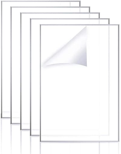 Acrylplaten, 30 x 20 cm (2 mm), 5 stuks transparante kunststof platen voor frames, projectie en kleurmenging, met beschermfolie