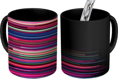 Magische Mok - Foto op Warmte Mokken - Koffiemok - Abstract - Lijnen - Horizontaal - Kleurrijk - Magic Mok - Beker - 350 ML - Theemok
