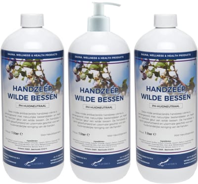 Handzeep Wilde Bessen 1 liter - set van 3 stuks - met gratis pomp - Voordeelverpakking