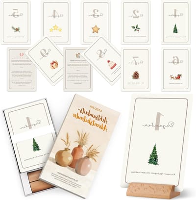 Mindfulness Adventskalender 2025 met 24 Affirmatiekaarten, Houten Stand en Zelfliefde, Perfect Cadeau voor Volwassenen en Vrouwen